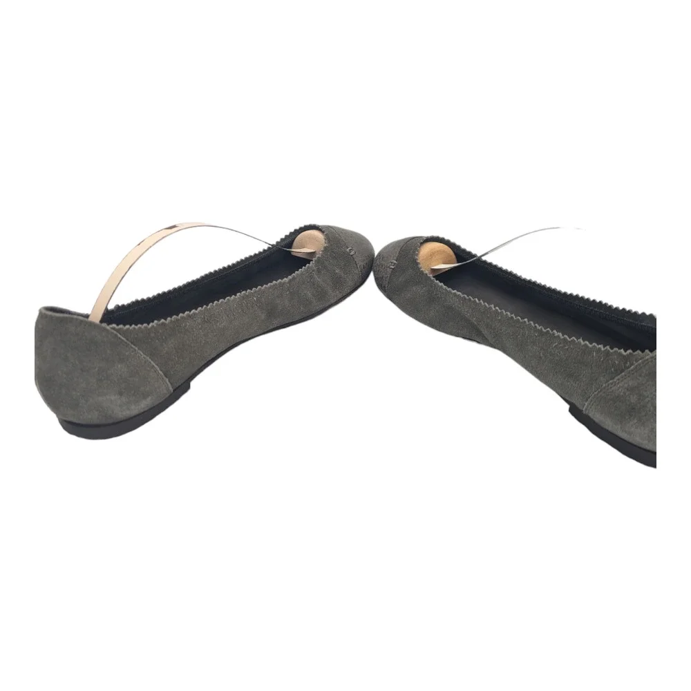 Brunello Cucinelli Flat Gray Suede Leather Cap Toe Pebbled Italy Size 37 US 7